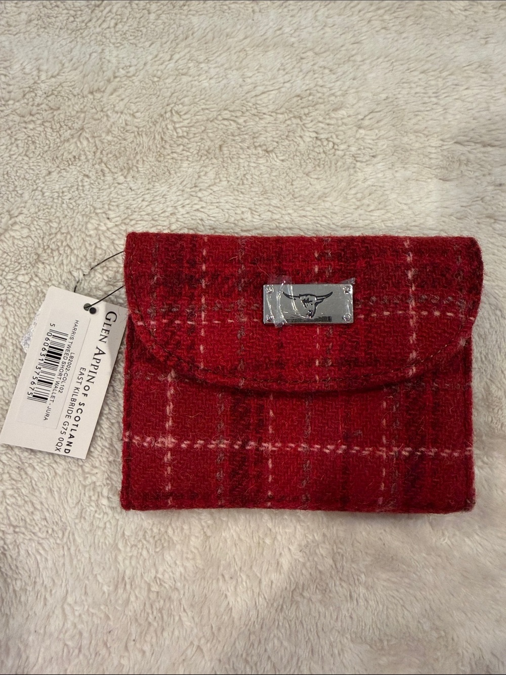 Glen Appin Red Plaid Wool Wallet with Metal Logo
